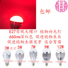 E27螺口散光LED全光谱红蓝植物灯水培育苗多肉上色防徒多肉补光灯